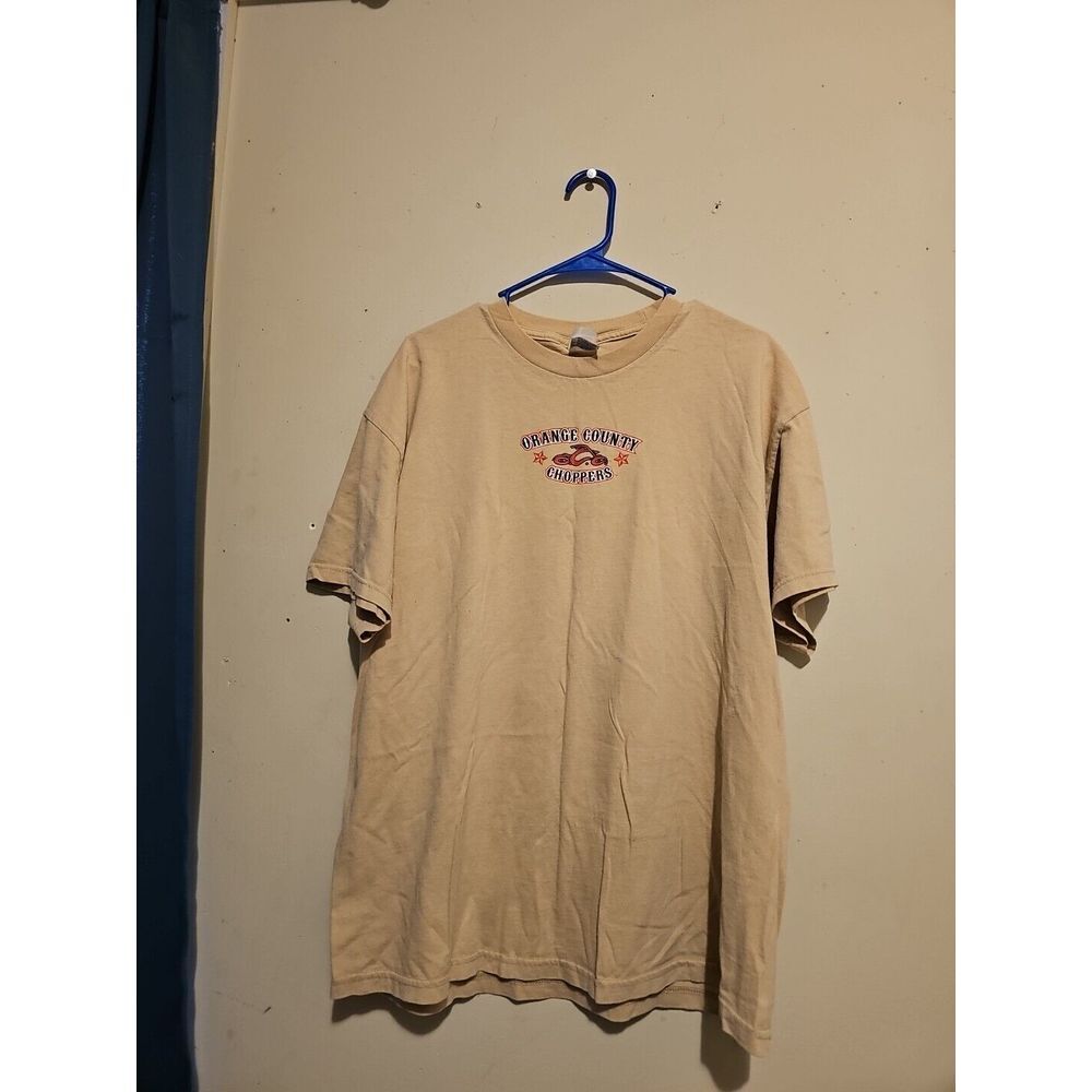 Vintage Orange County Choppers Men's XLarge Tan Graphic Tshirt. 23x28.5 2004